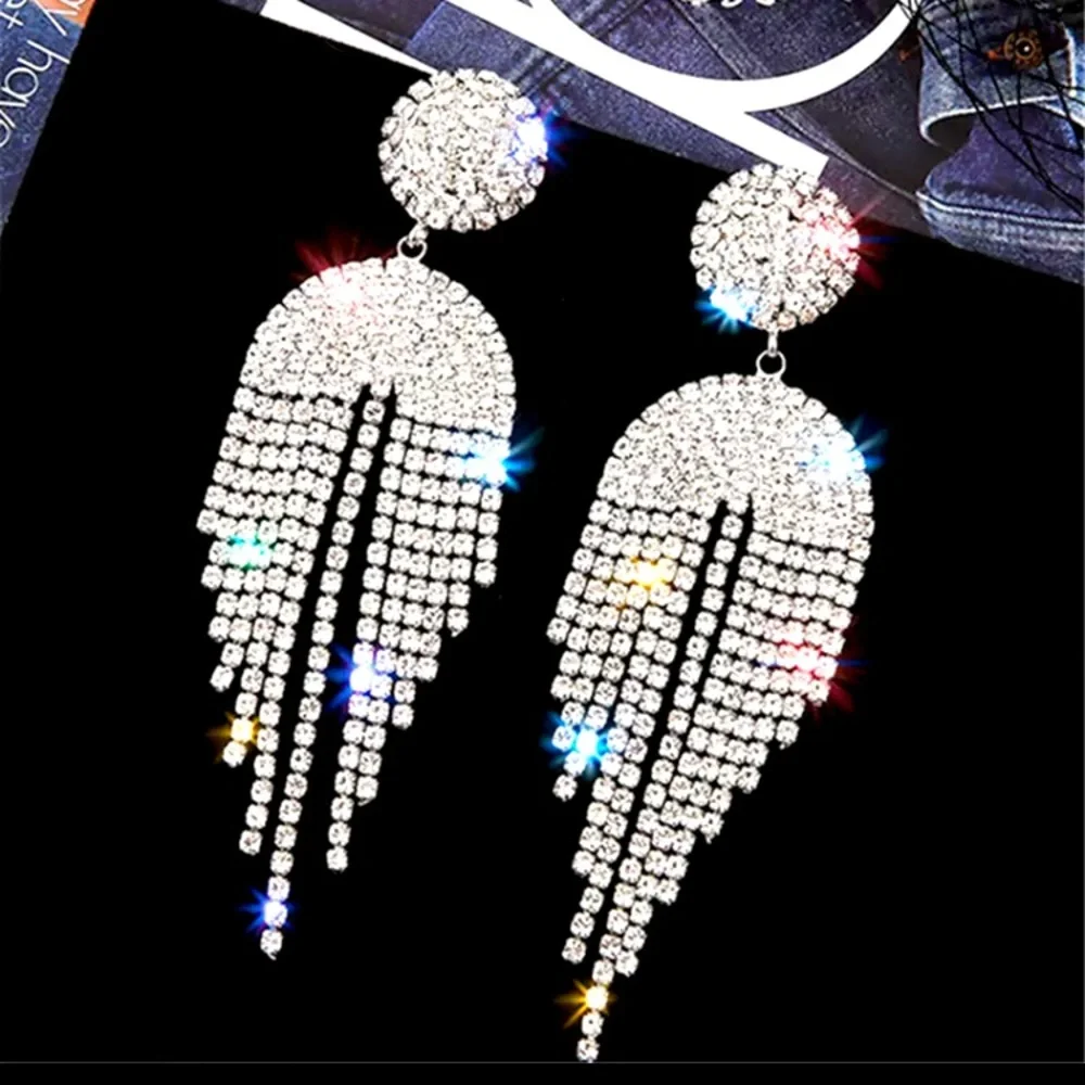 🌟 Luxury Rhinestone Big Long Earrings
